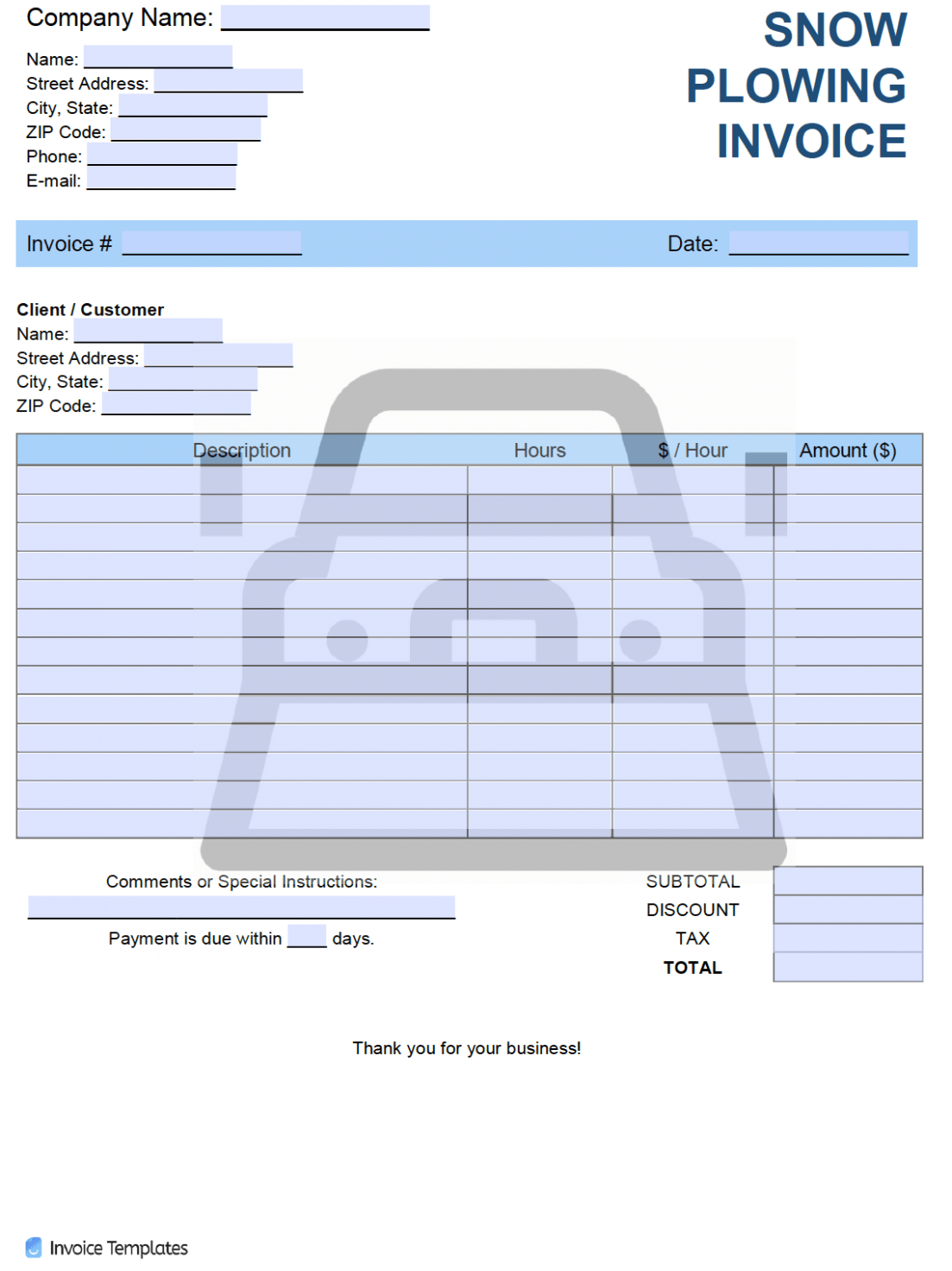 Sample Snow Removal Invoice Template PDF Sample Snow Removal Invoice Template PDF