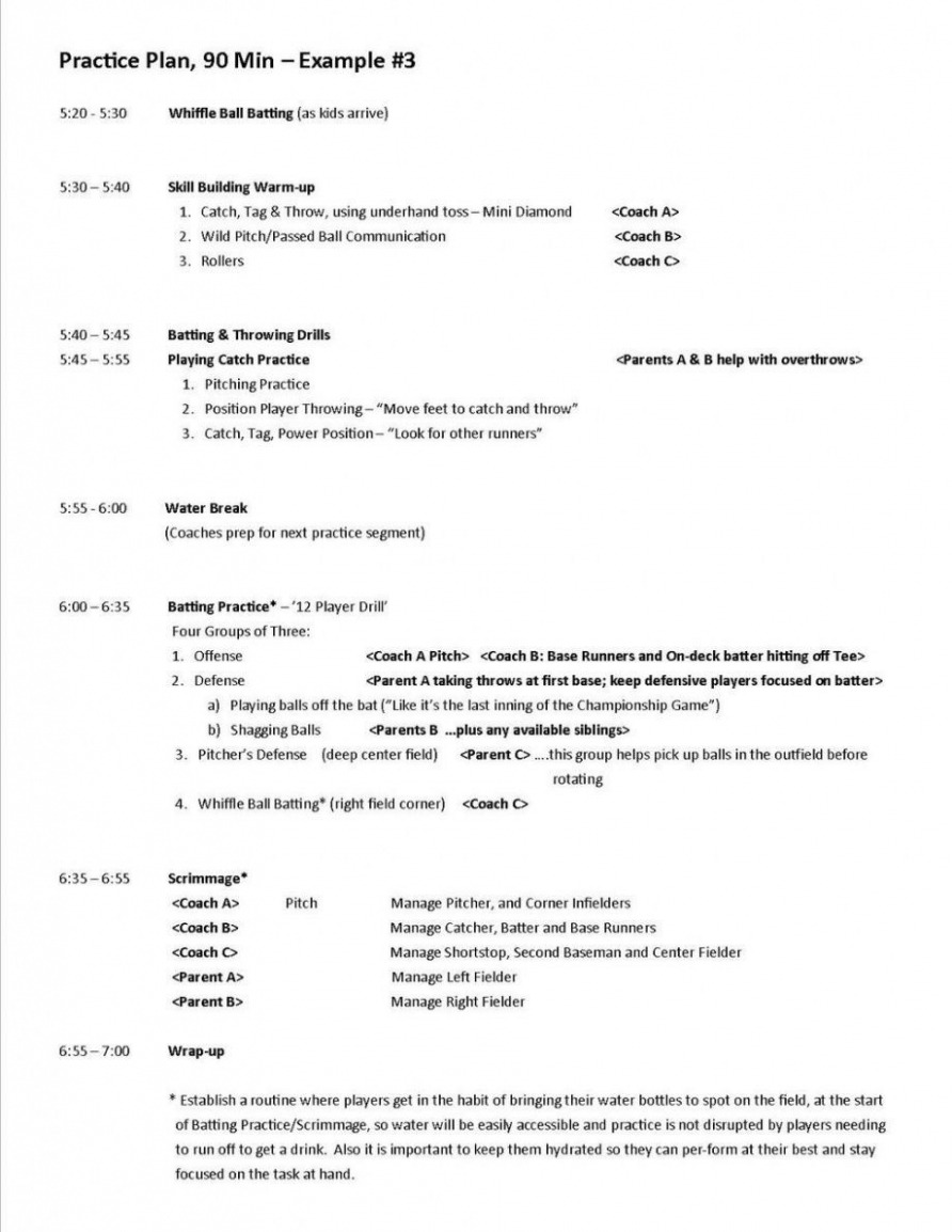 Editable Softball Practice Schedule Template Sample