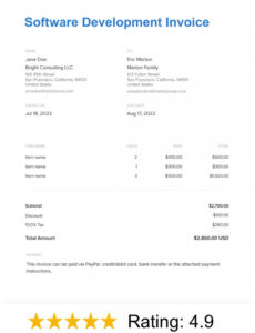 Sample Software Development Invoice Template Docs