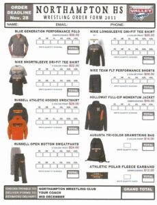 Editable Spirit Wear Order Form Template Word