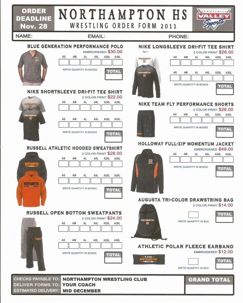 Editable Spirit Wear Order Form Template Word