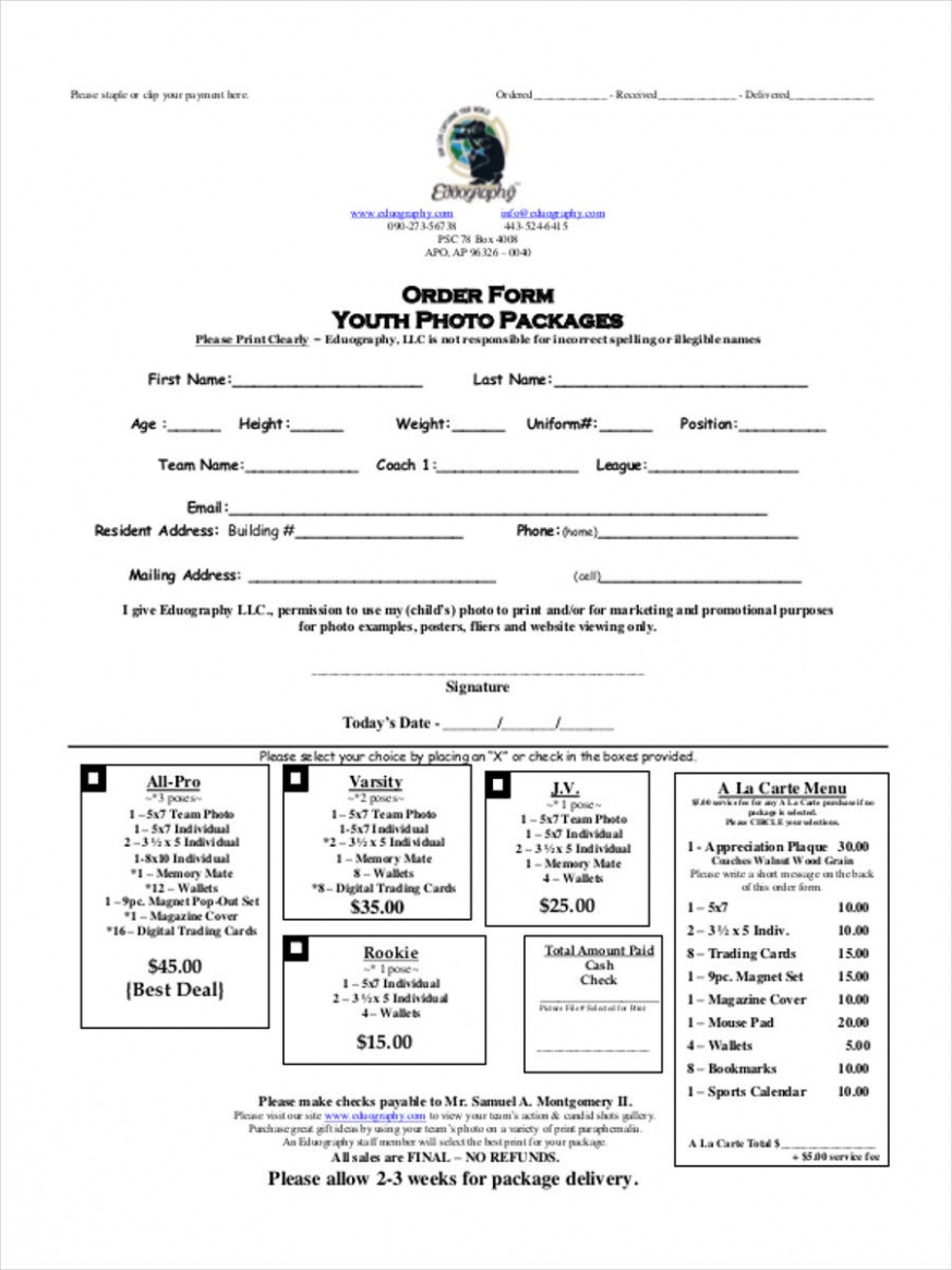 Printable Sports Po Order Form Template Word