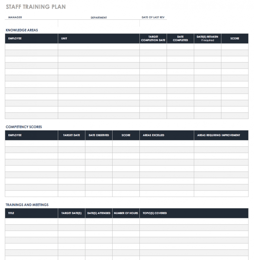 Printable Staff Training Schedule Template PDF