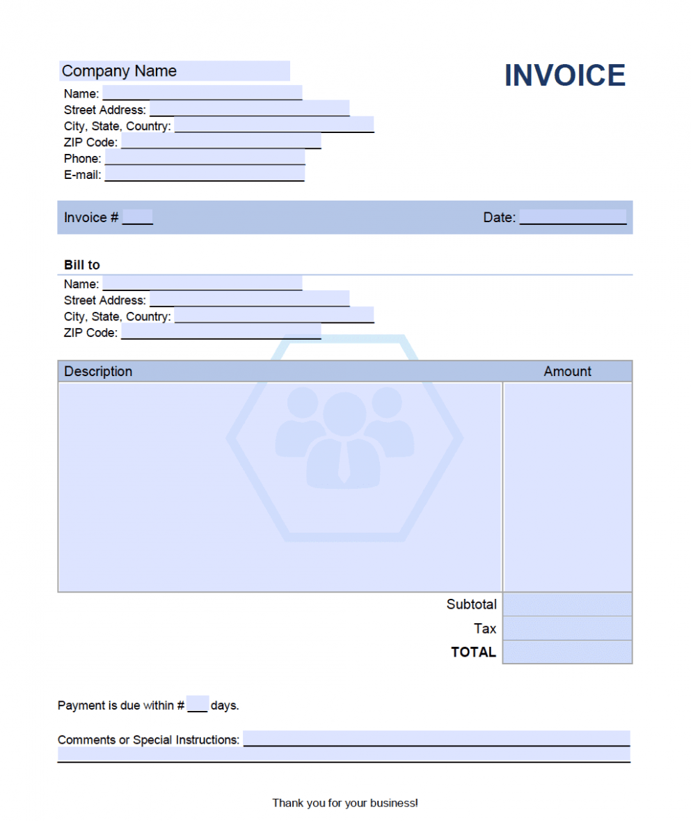 Printable Staffing Agency Invoice Template Docs