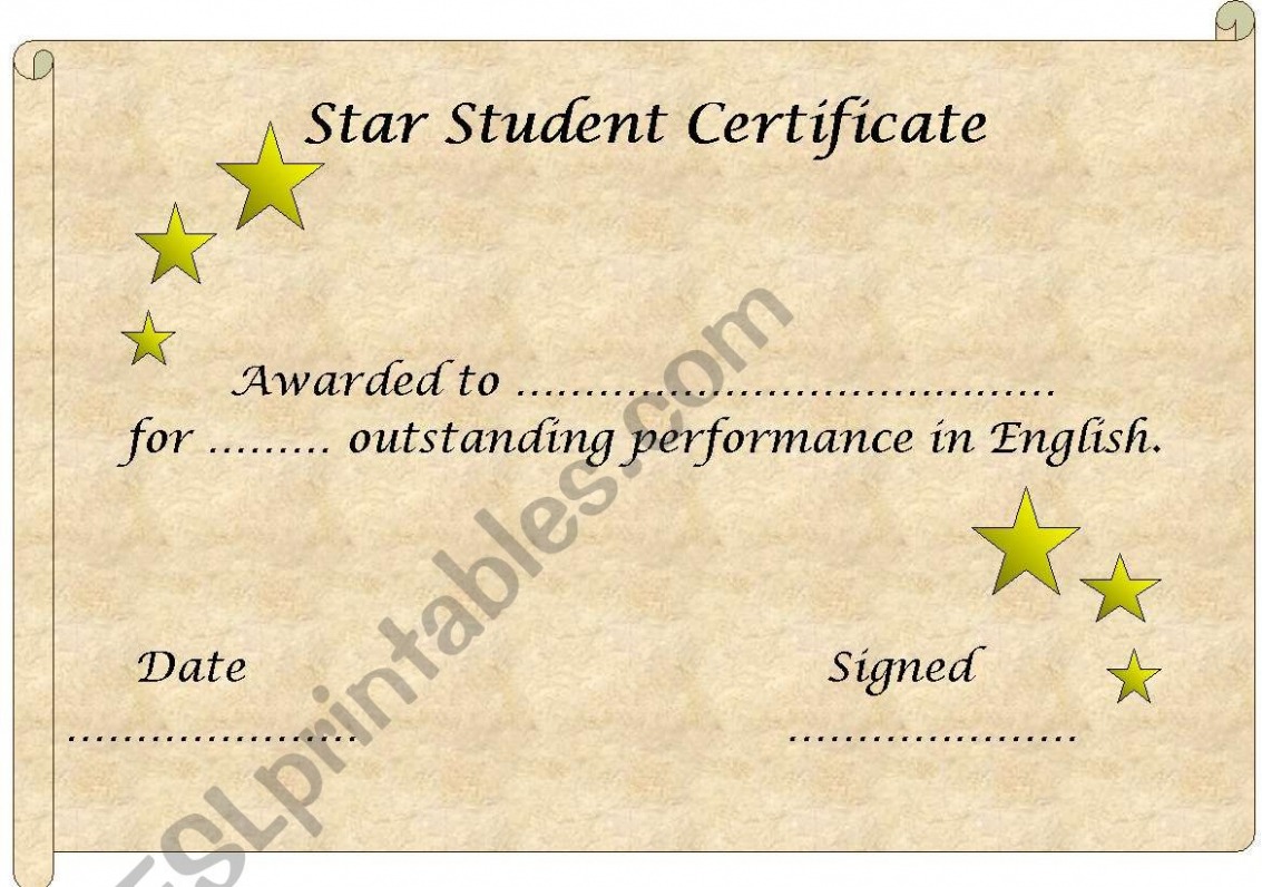 Printable Star Student Certificate Template PPT Printable Star Student Certificate Template PPT