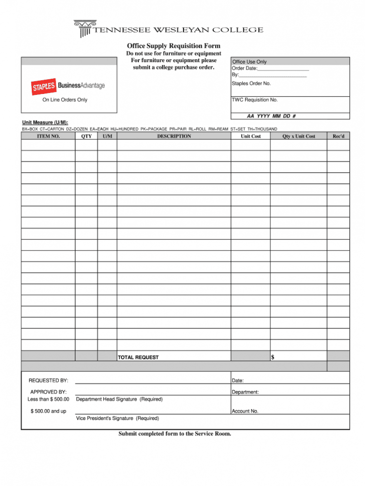 Printable Stationery Purchase Order Template Doc