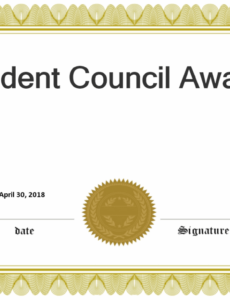 Printable Student Council Award Certificate Template Excel