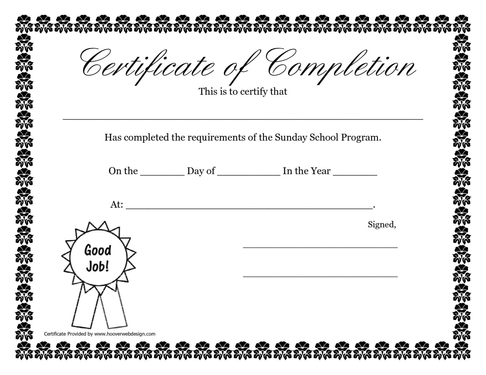 Sample Sunday School Graduation Certificate Template Docs