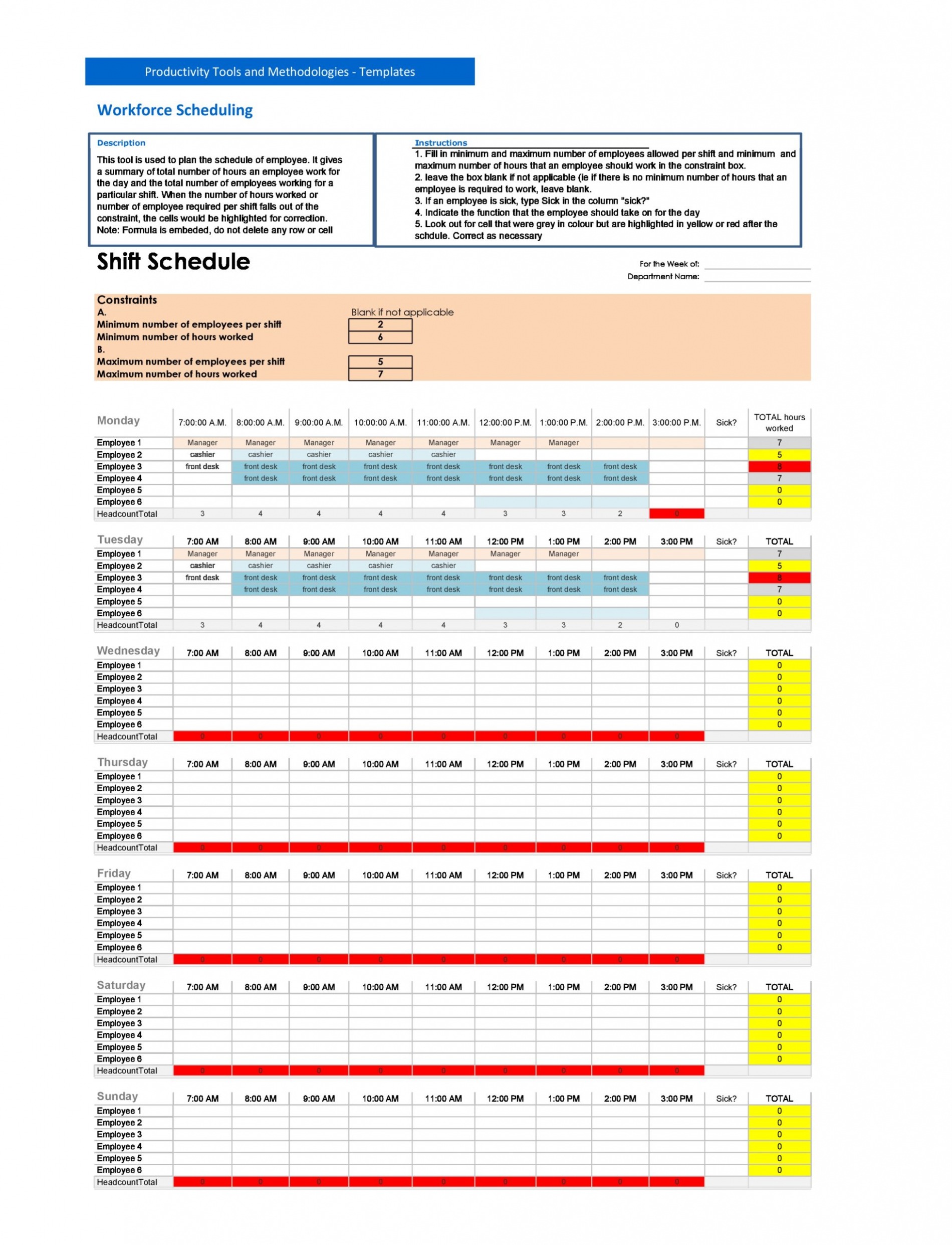 Supervisor Schedule Template