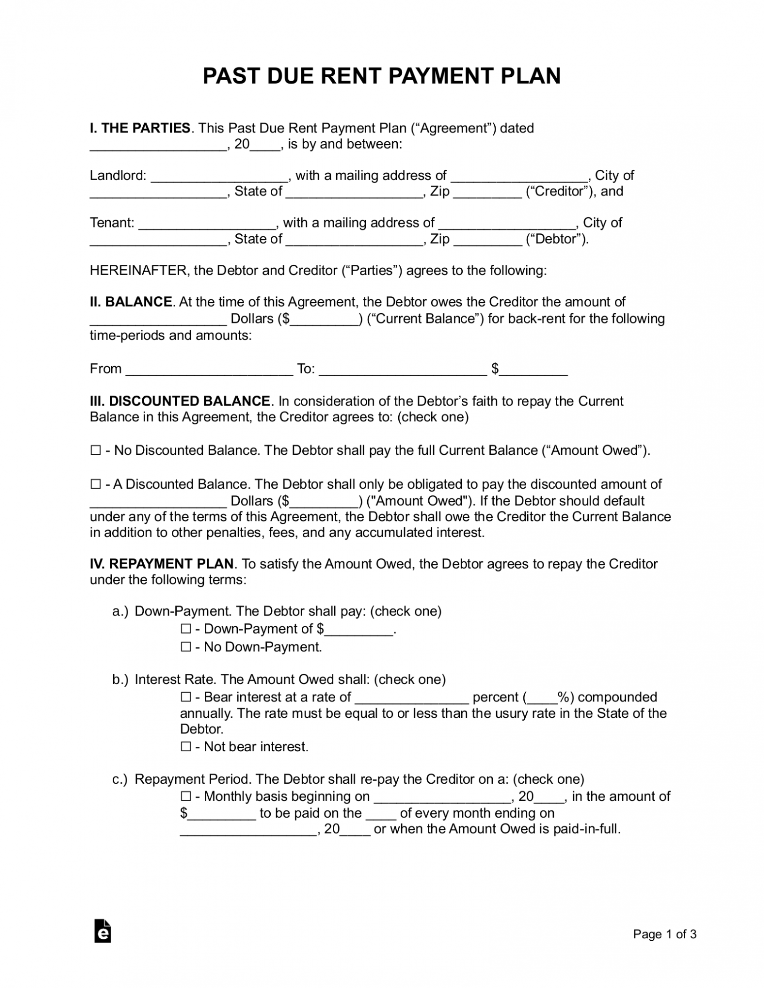 Printable Tenant Payment Plan Template Doc Printable Tenant Payment Plan Template Doc