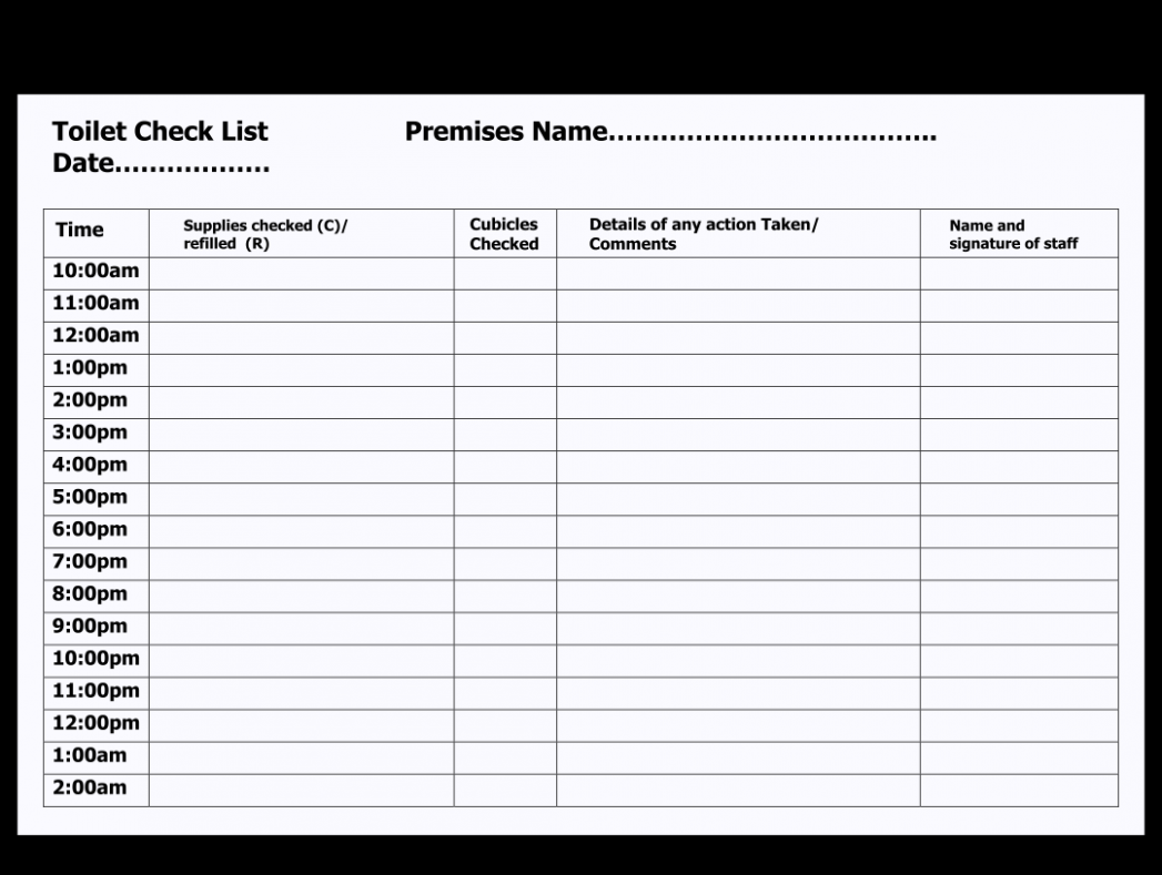 Printable Toileting Schedule Template Sample