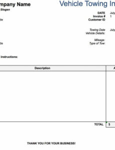 Editable Towing Service Invoice Template Sample