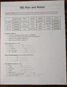 Free Vacation Bible School Schedule Template CSV