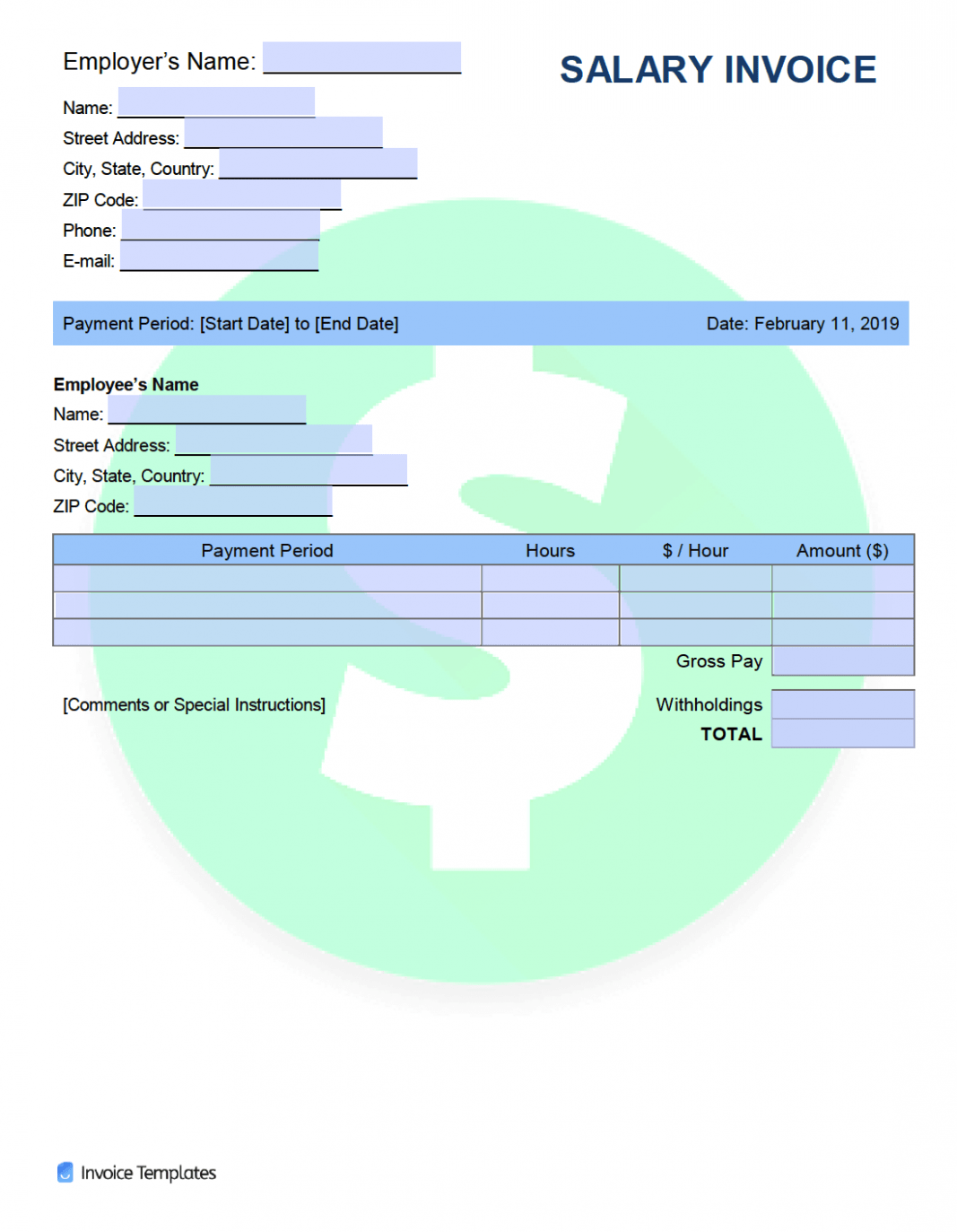 Sample Wage Invoice Template Excel Sample Wage Invoice Template Excel