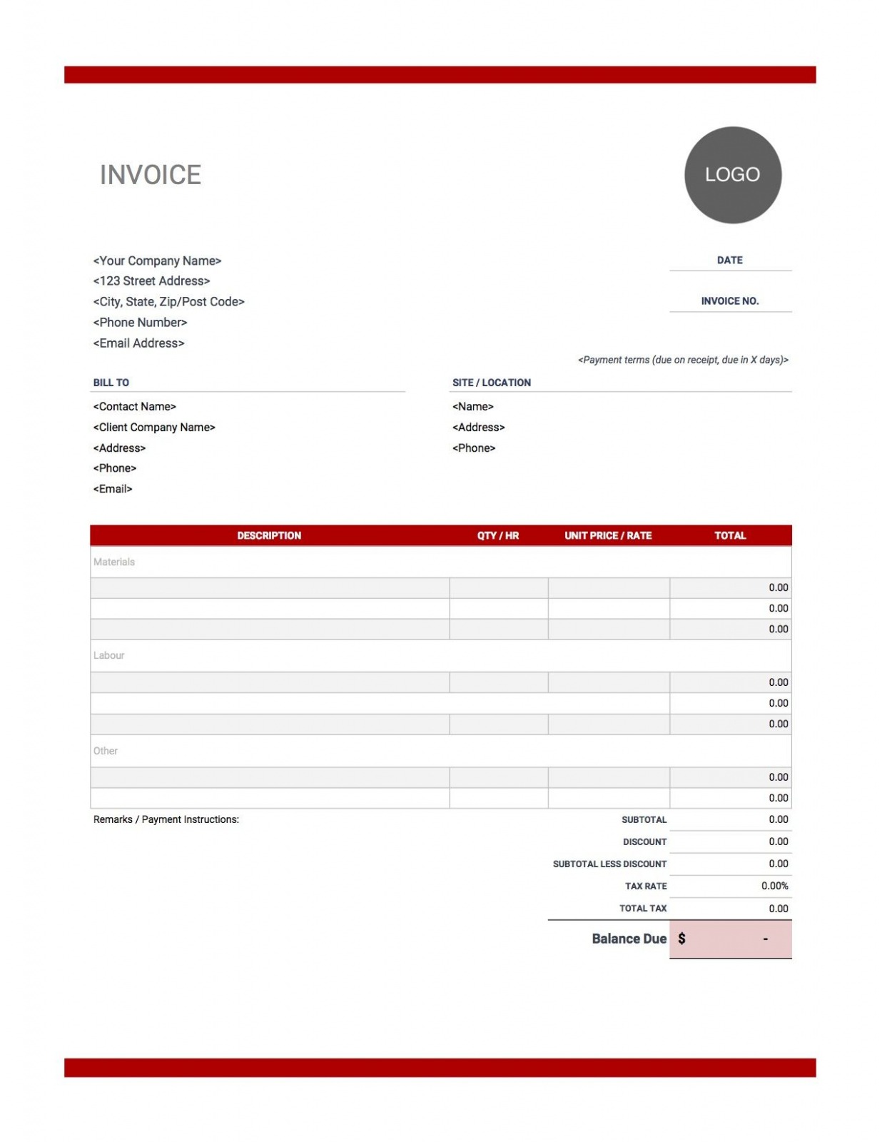 Sample Wage Invoice Template Doc
