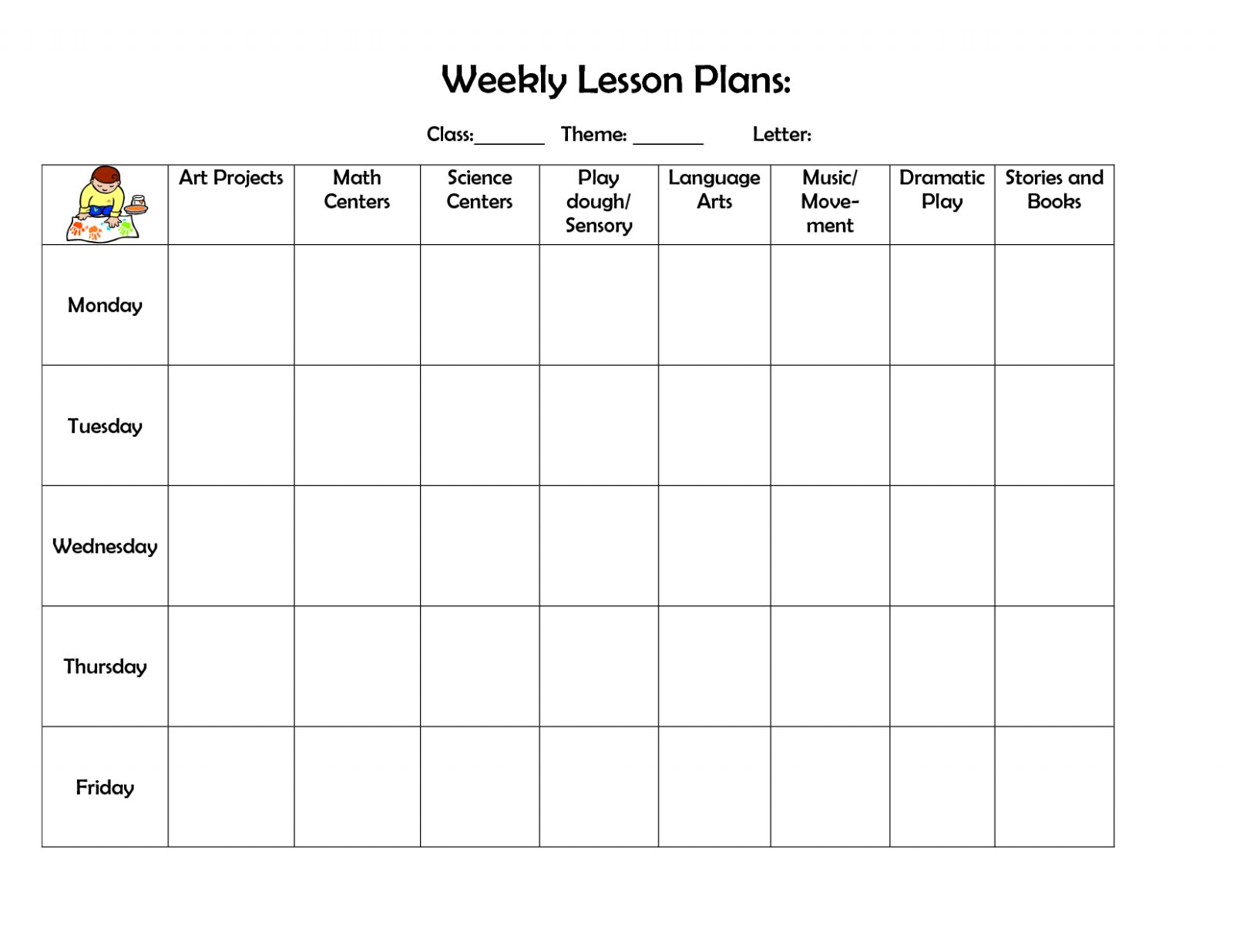  Weekly Lesson Plan Template For Toddlers Sample