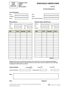 Editable Wholesale Purchase Order Template PDF