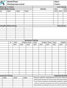 Editable Workout Training Schedule Template Docs
