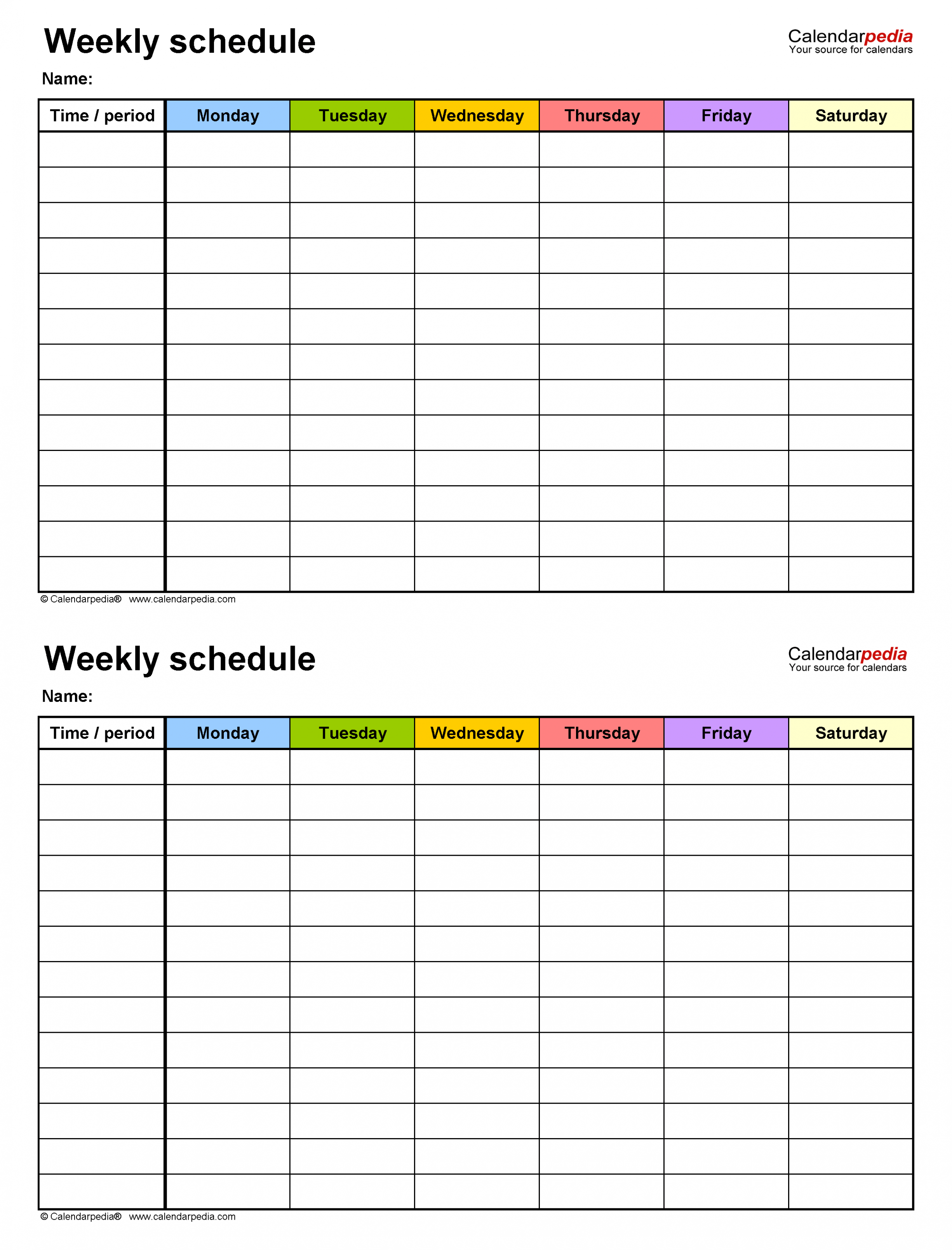 Printable 6 Day Work Schedule Template Docs