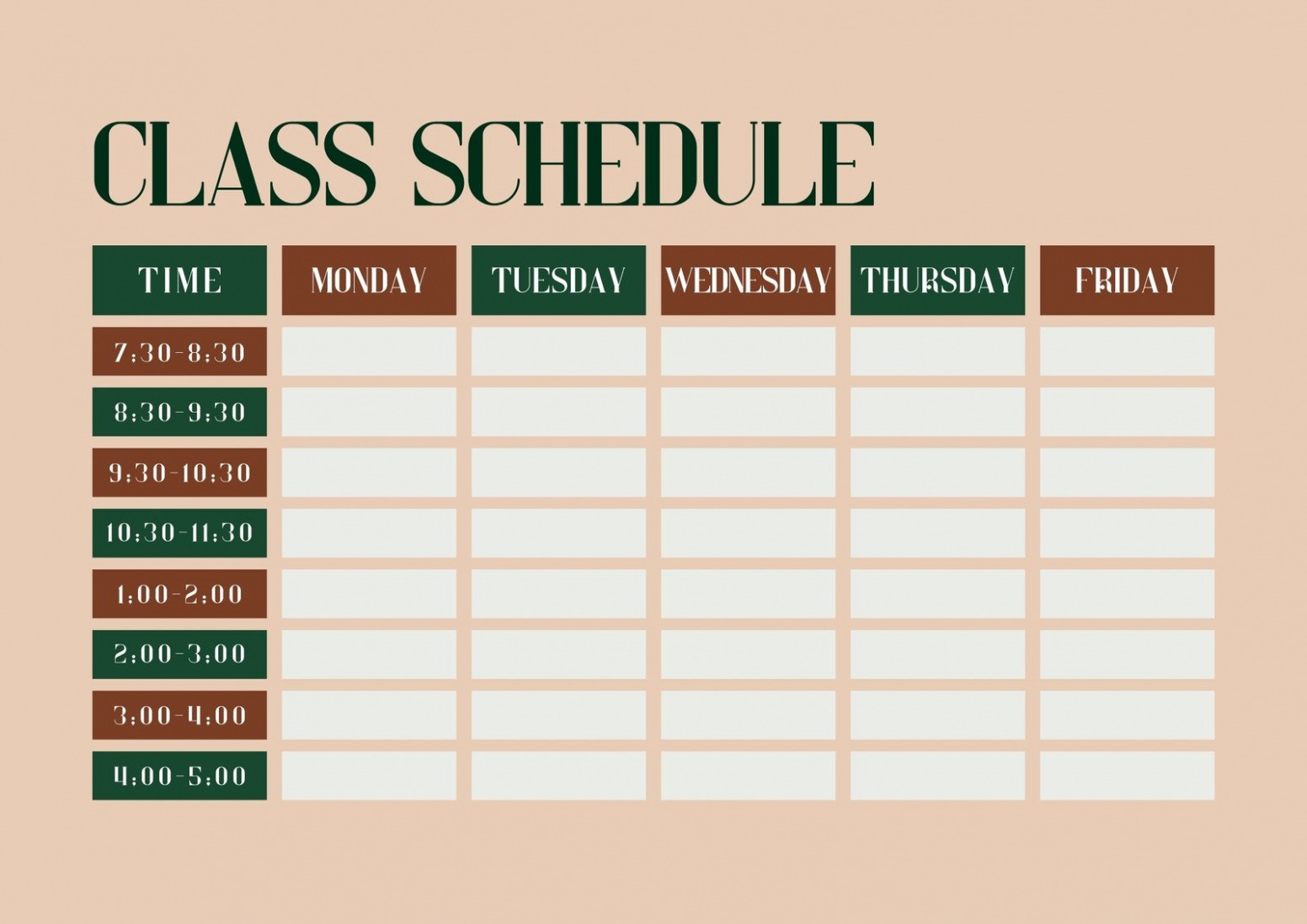 Free 8 Period Schedule Template Docs