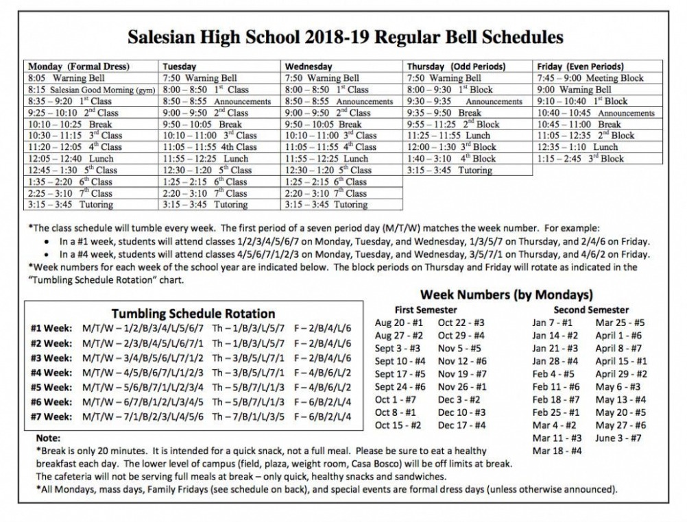 Printable 8 Period Schedule Template PDF