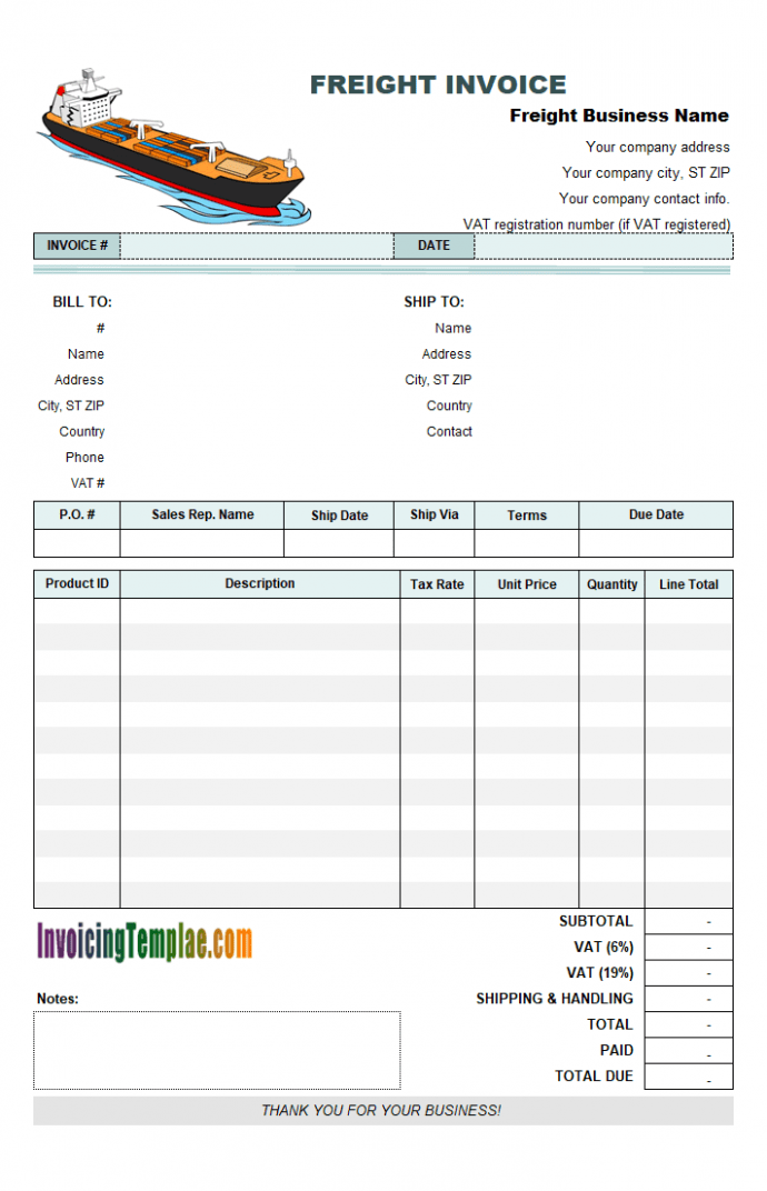 Editable Air Freight Invoice Template PDF