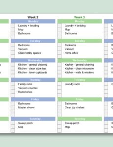Printable Apartment Cleaning Schedule Template Doc