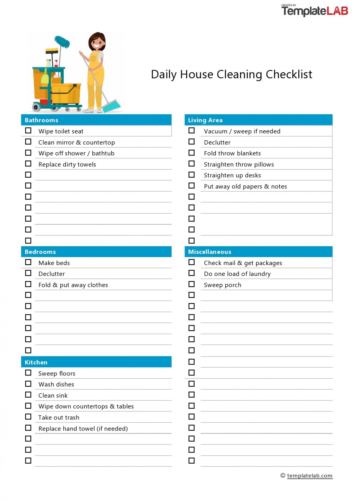 Editable Apartment Cleaning Schedule Template CSV