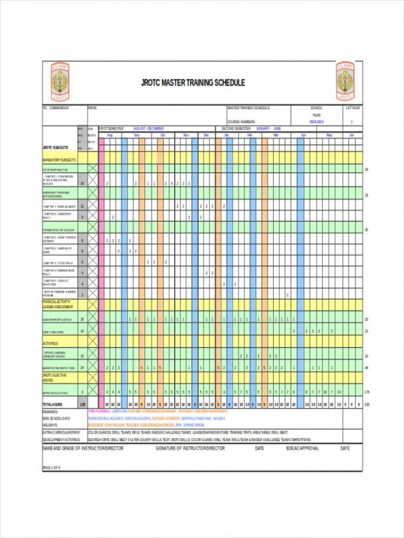 Editable Army Training Schedule Template Word