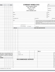 Printable Automotive Repair Work Order Template PPT