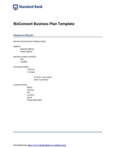 Printable Bank Business Plan Template Excel