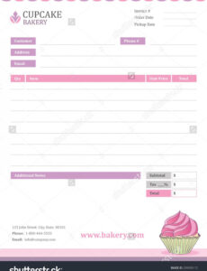 Printable Cake Invoice Template Excel