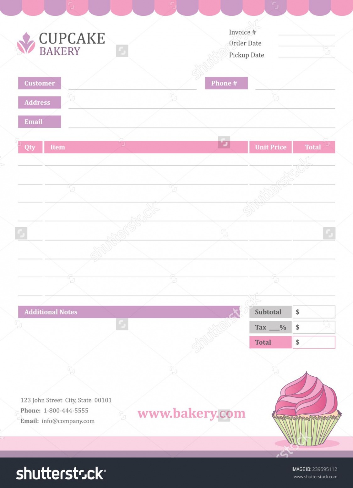 Editable Cake Invoice Template Word