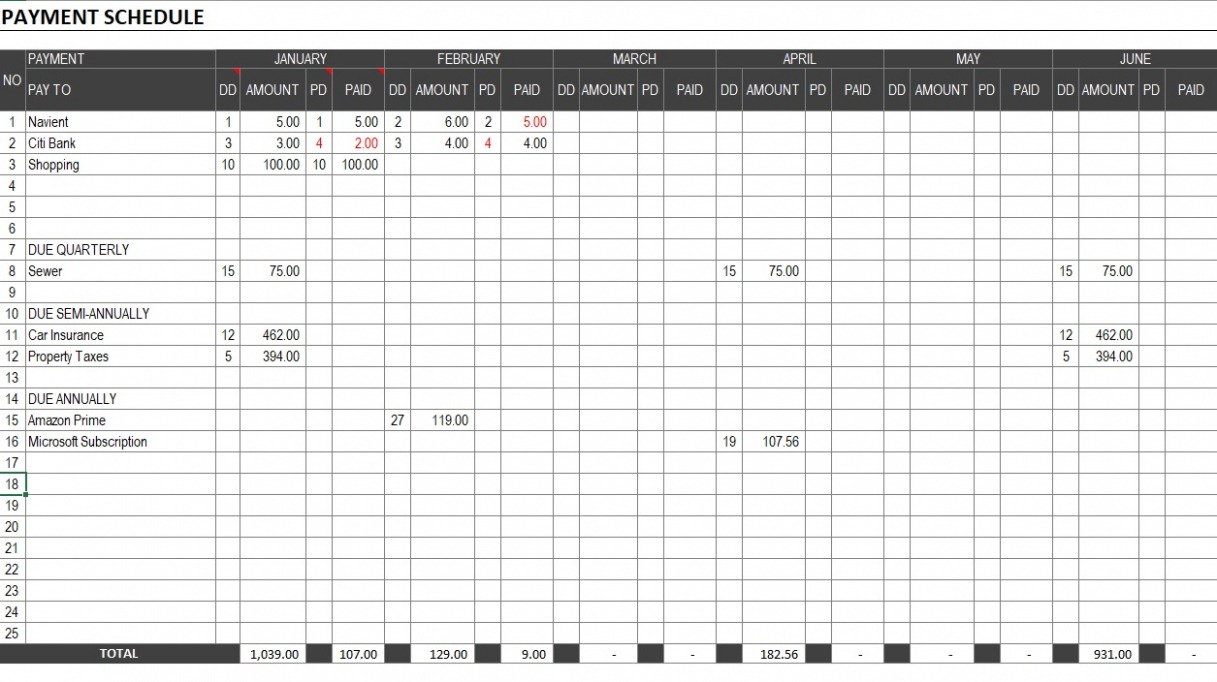 Car Payment Schedule Template Car Payment Schedule Template