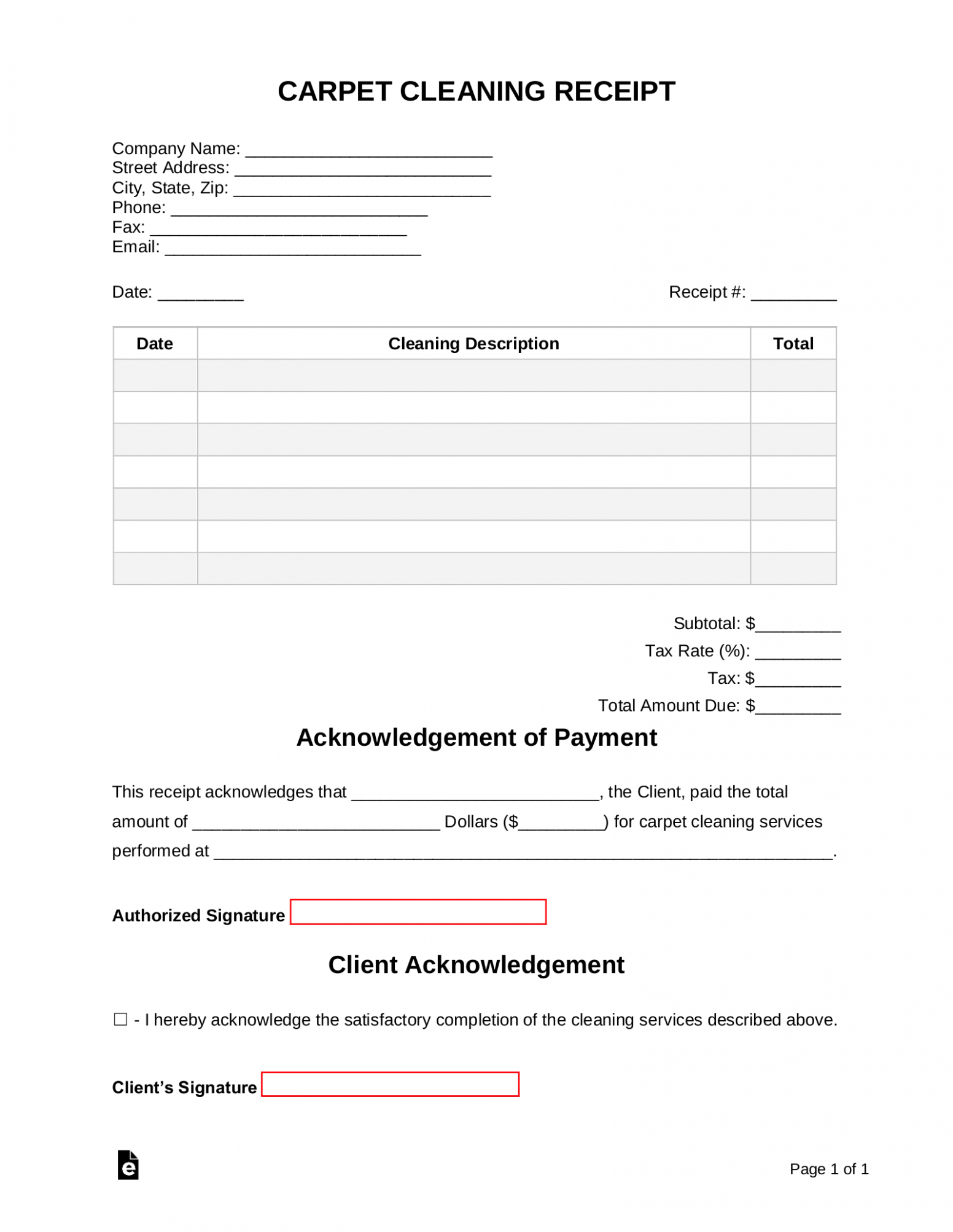 Editable Carpet Cleaning Invoice Template Doc