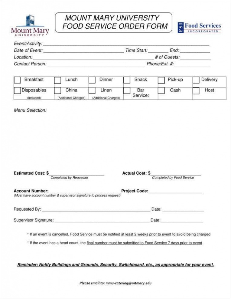 Sample Catering Event Order Form Template PPT Sample Catering Event Order Form Template PPT