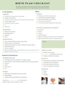 Printable Cesarean Birth Plan Template Doc