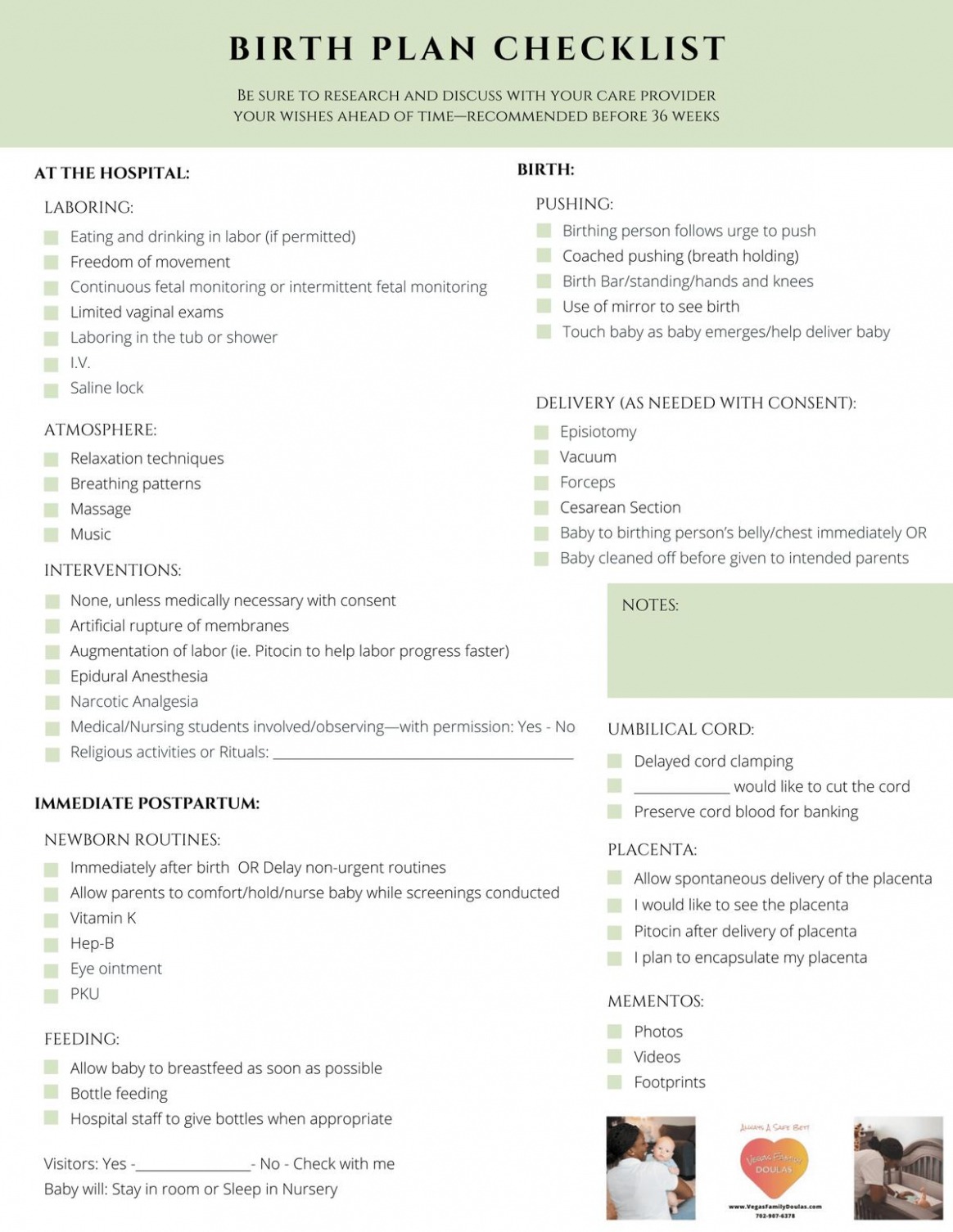 Editable Cesarean Birth Plan Template Doc