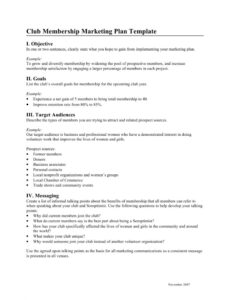Chamber Of Commerce Marketing Plan Template Doc