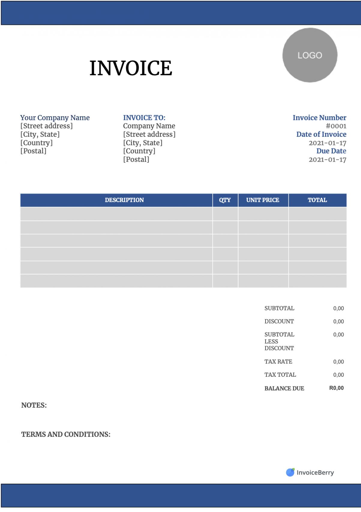 Editable Collection Invoice Template PDF