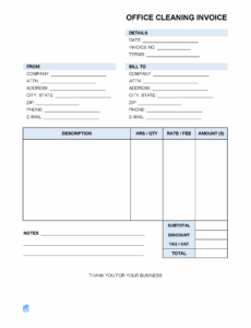 Printable Commercial Cleaning Invoice Template PPT