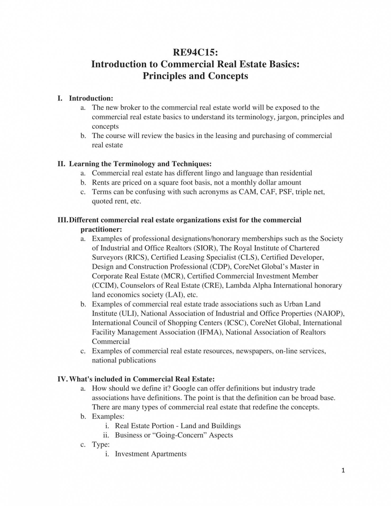 Editable Commercial Real Estate Business Plan Template Excel