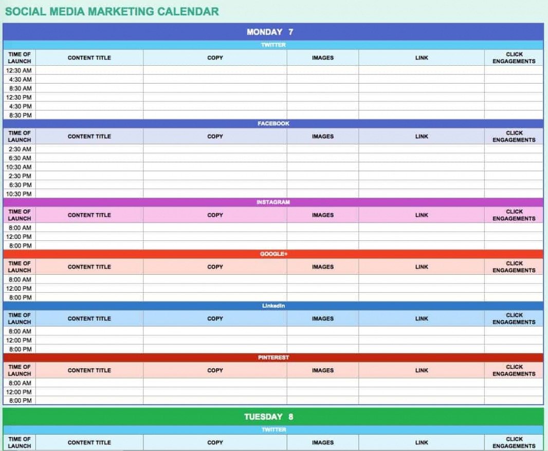 Free Content Marketing Schedule Template Word