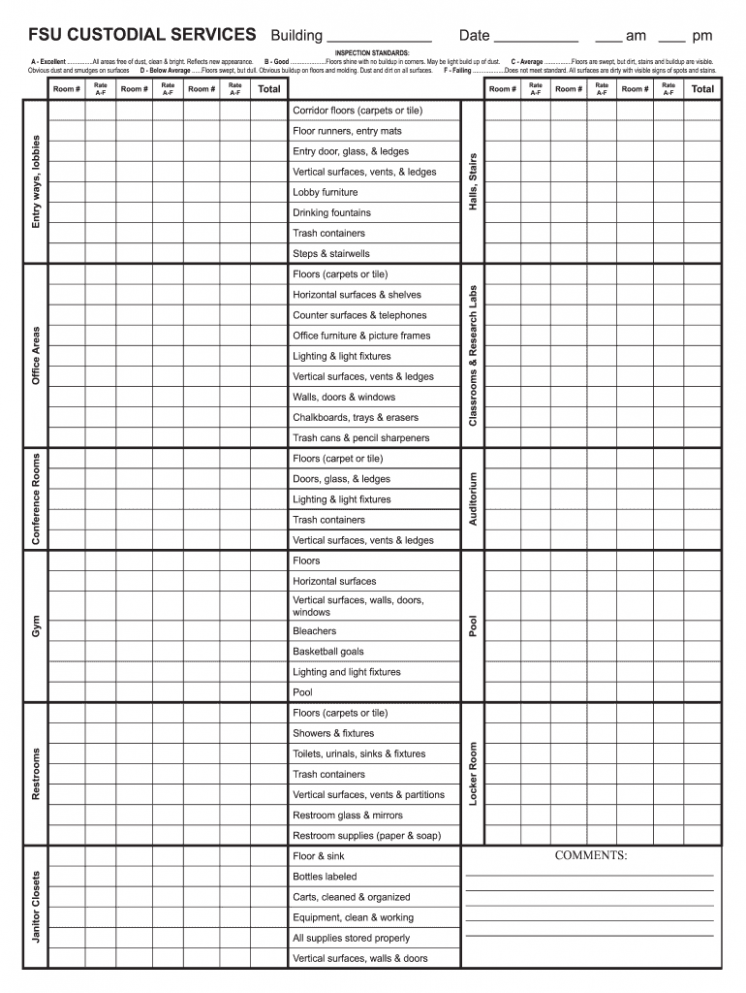 Free Custodial Cleaning Schedule Template Word
