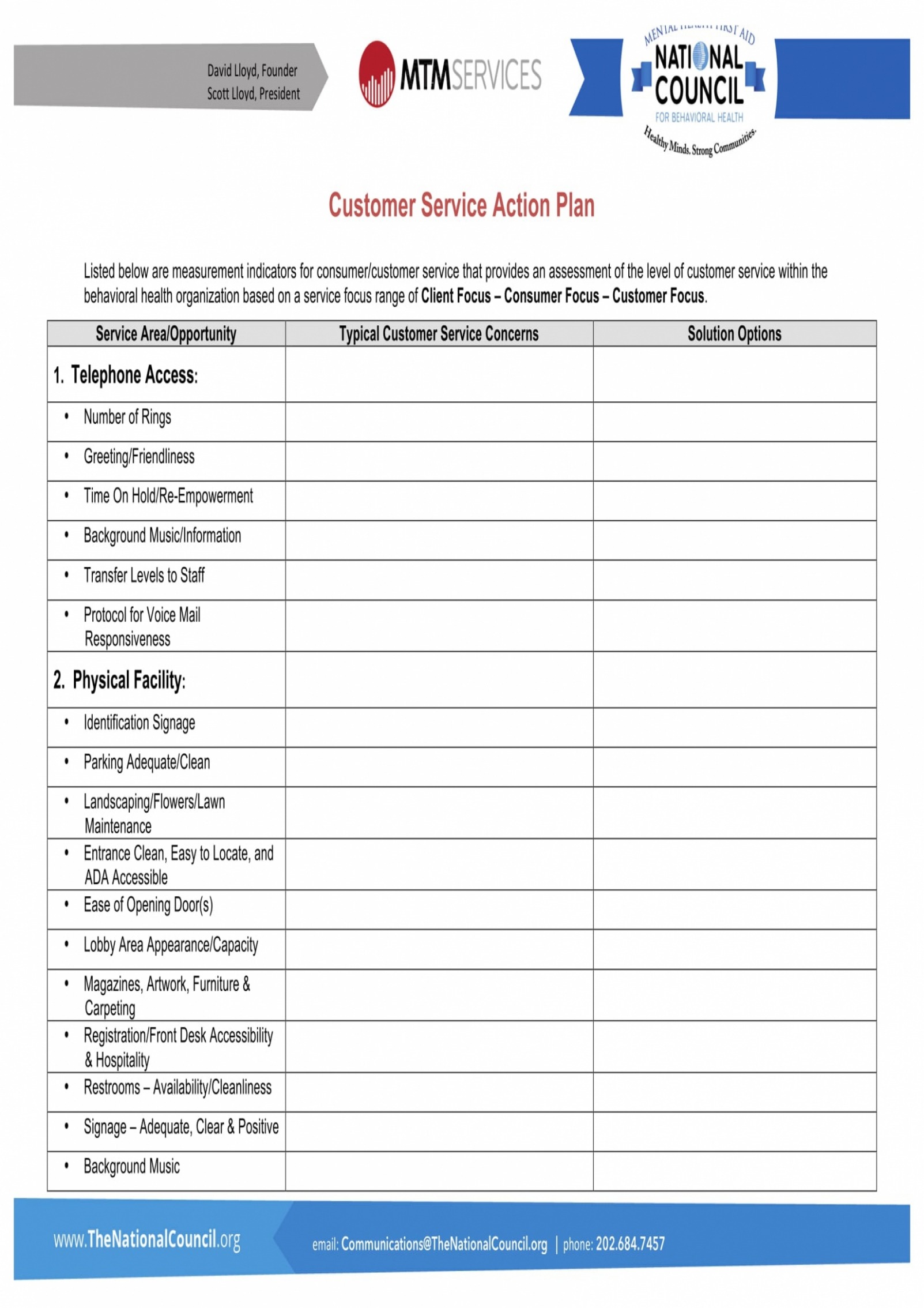 Printable Customer Satisfaction Action Plan Template Docs