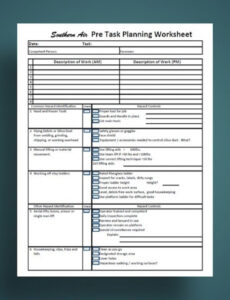 Editable Daily Pre Task Safety Plan Template Word