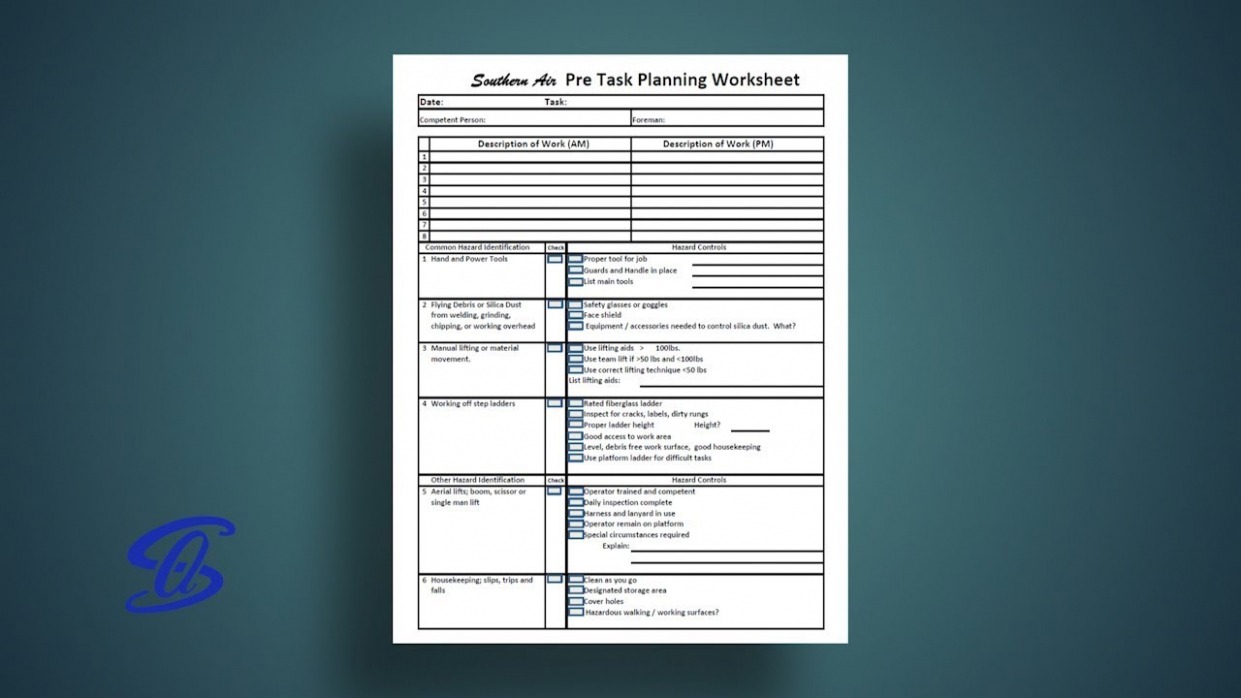  Daily Pre Task Safety Plan Template Doc