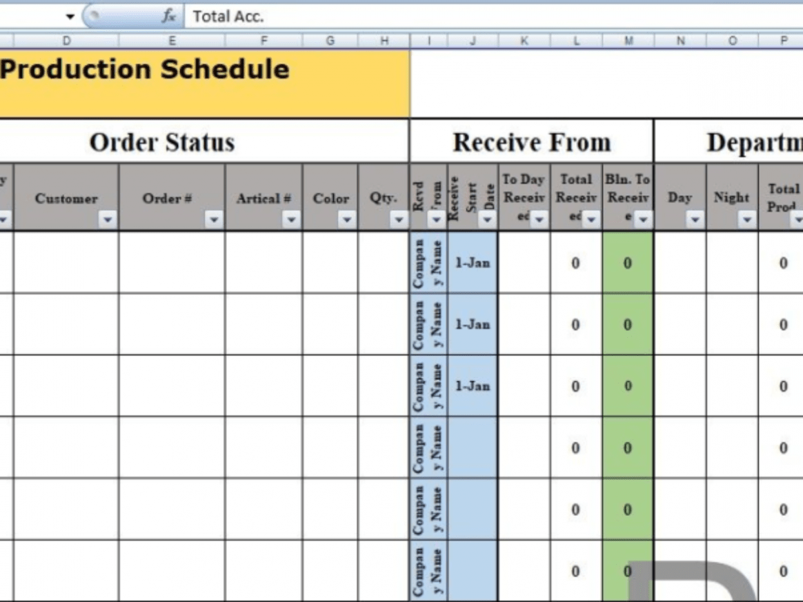 Editable Daily Production Schedule Template Sample