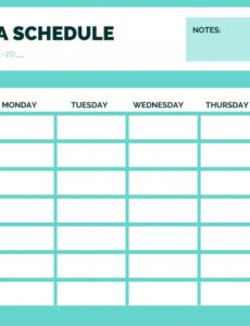 Printable Dance Studio Schedule Template Excel