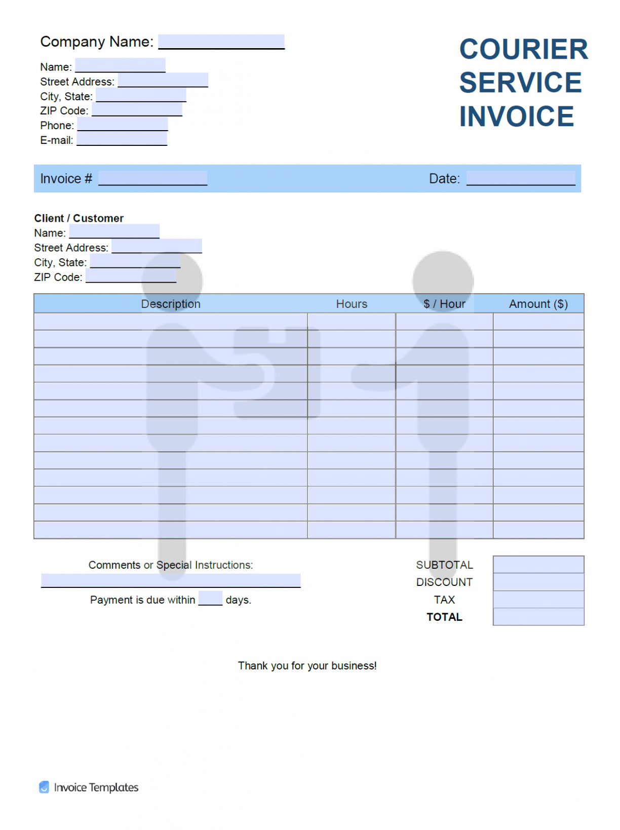 Printable Delivery Service Invoice Template Docs